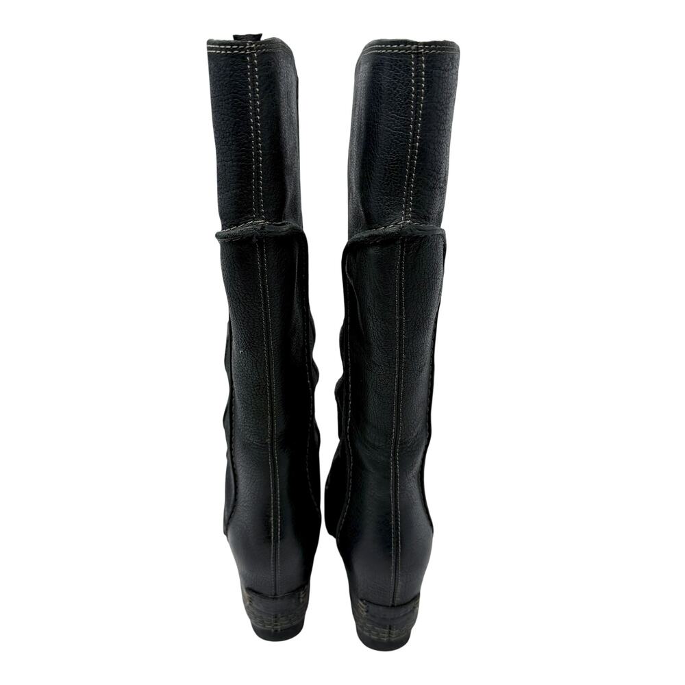 Sorel Black/Gray Leather & Suede Cate the Great Boots Lace Up Women's Size 6 EUC - Picture 4 of 9